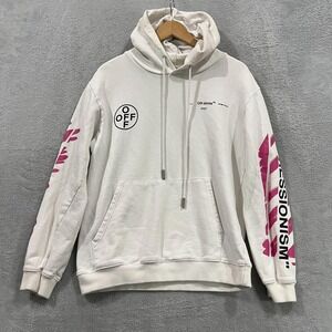 OFF-WHITE Diag Stencil Zip Up Hoodie Medium White Pink Black
